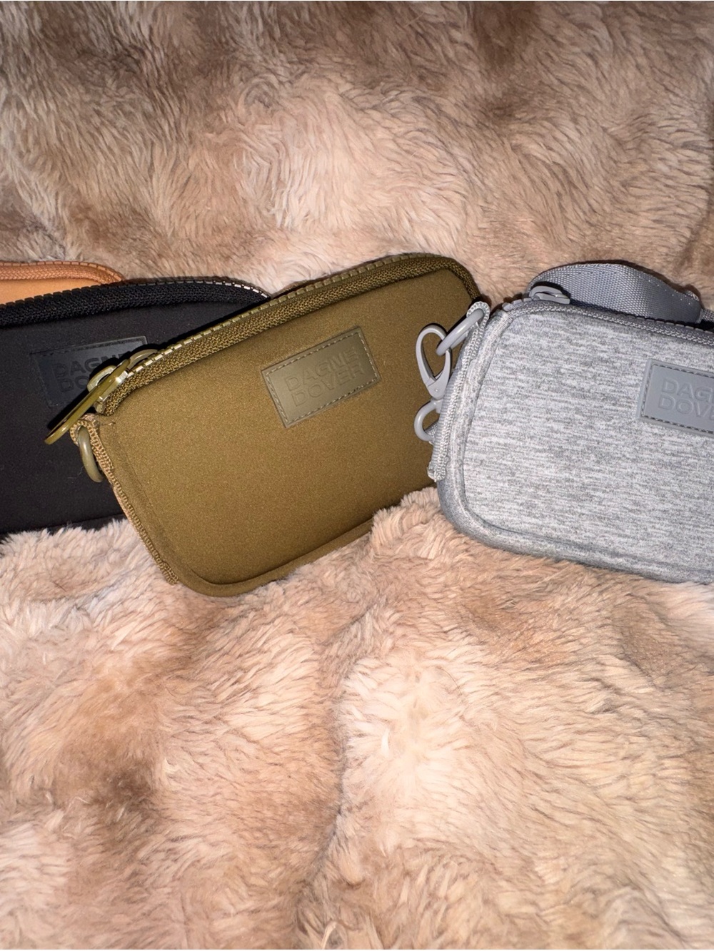 Dagne Dover Olive Neoprene Belt Bag with Grey and Black Accents
